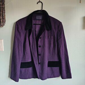 100% Pure Wool Andrea Viccaro Purple Blazer Size L